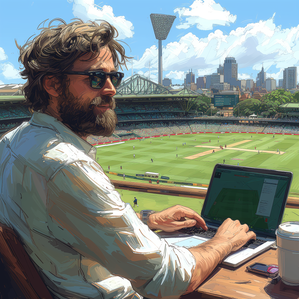 cartoon of the day remote working watching cricket